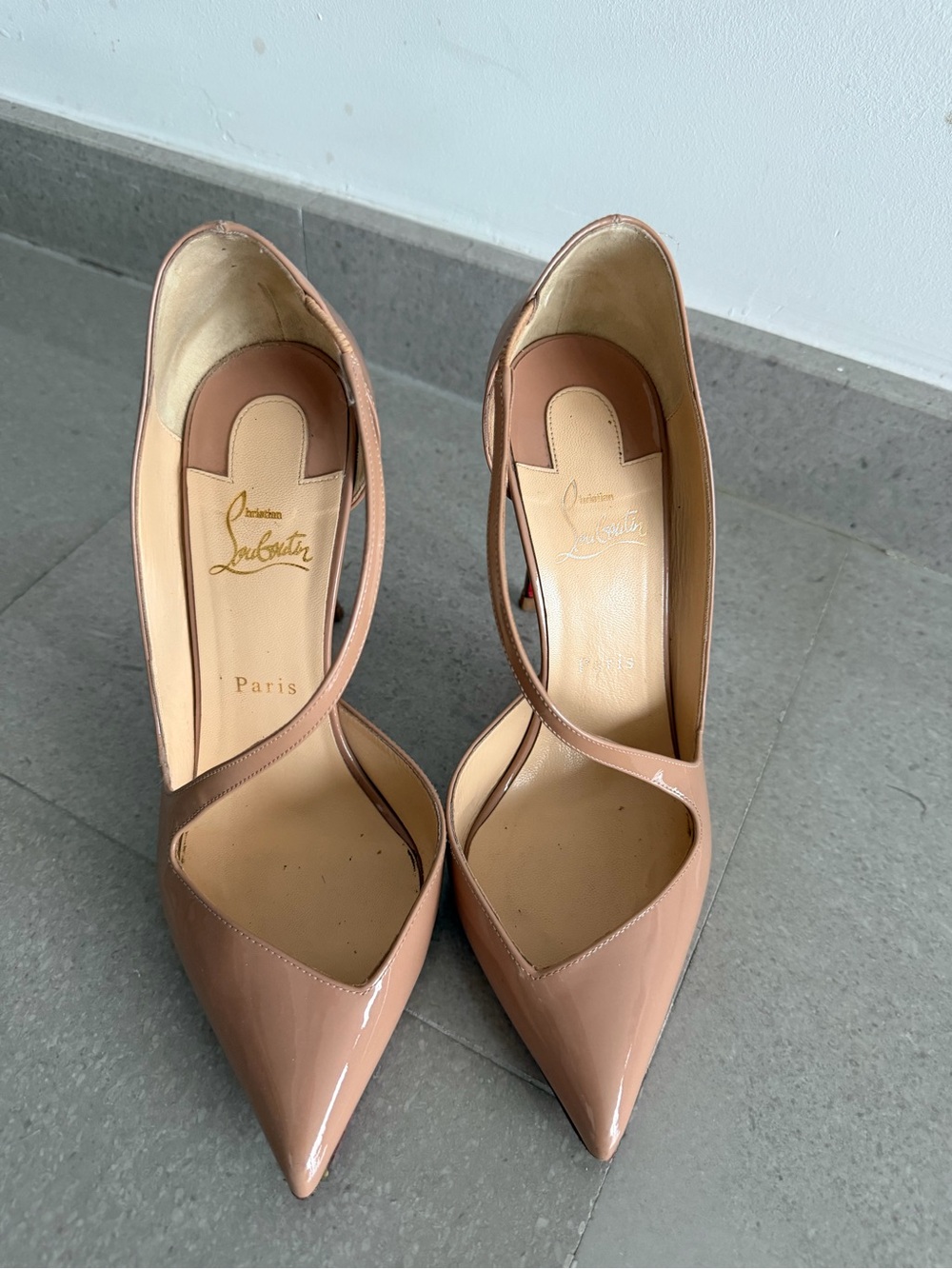 Christian Louboutin Blush Patent Leather Pointed Toe Pumps
